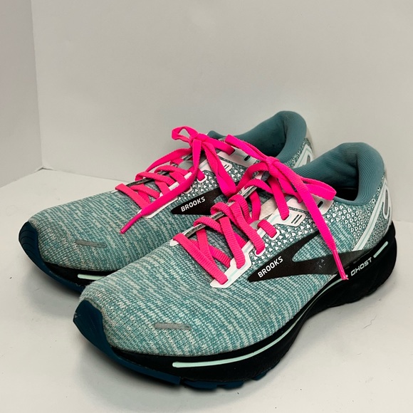 Brooks Shoes - Brooks Womens Ghost 14 Blue Fuchsia Running Shoes 1203561B141 Size 8.5